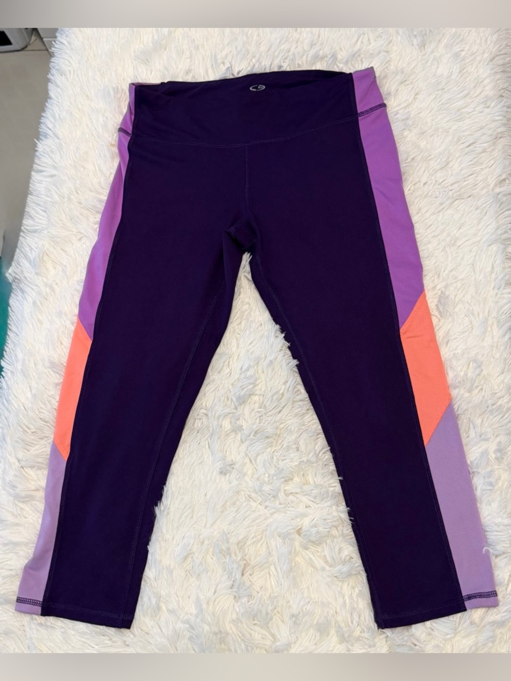 Champion Purple Capri Leggings with Lavender and Coral Panels